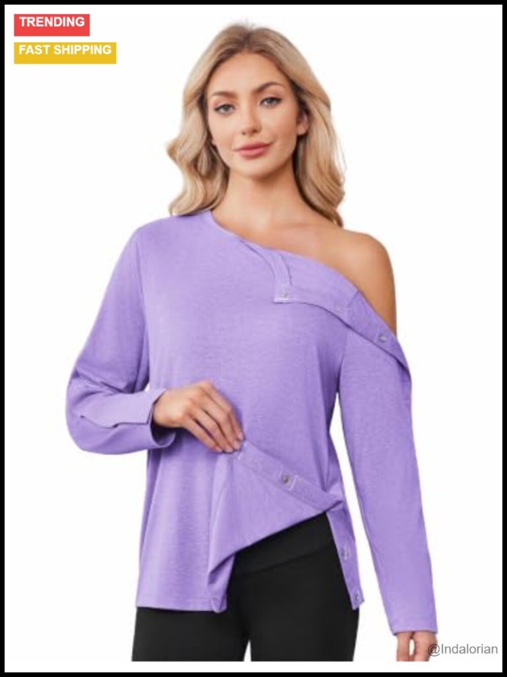 Women's Magnetic Adaptive Post Shoulder Surgery Shirt One-Handed Cotton-Spandex